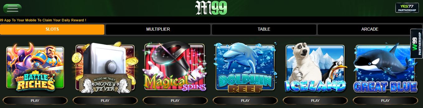 Play exciting slots like Magical Spins and Battle Riches